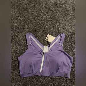 NEW Kinflyte Rise Zip Bra Women's 5XL Purple Violet Eco Jersey UPF 50 ComfortNEW